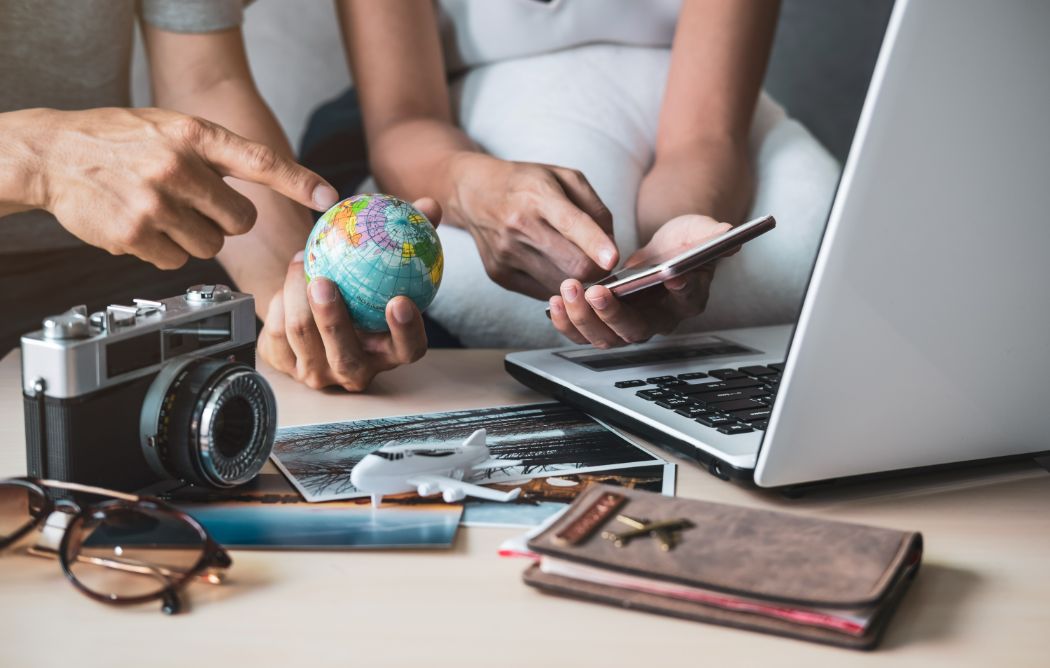 Planification voyage sur carte du monde