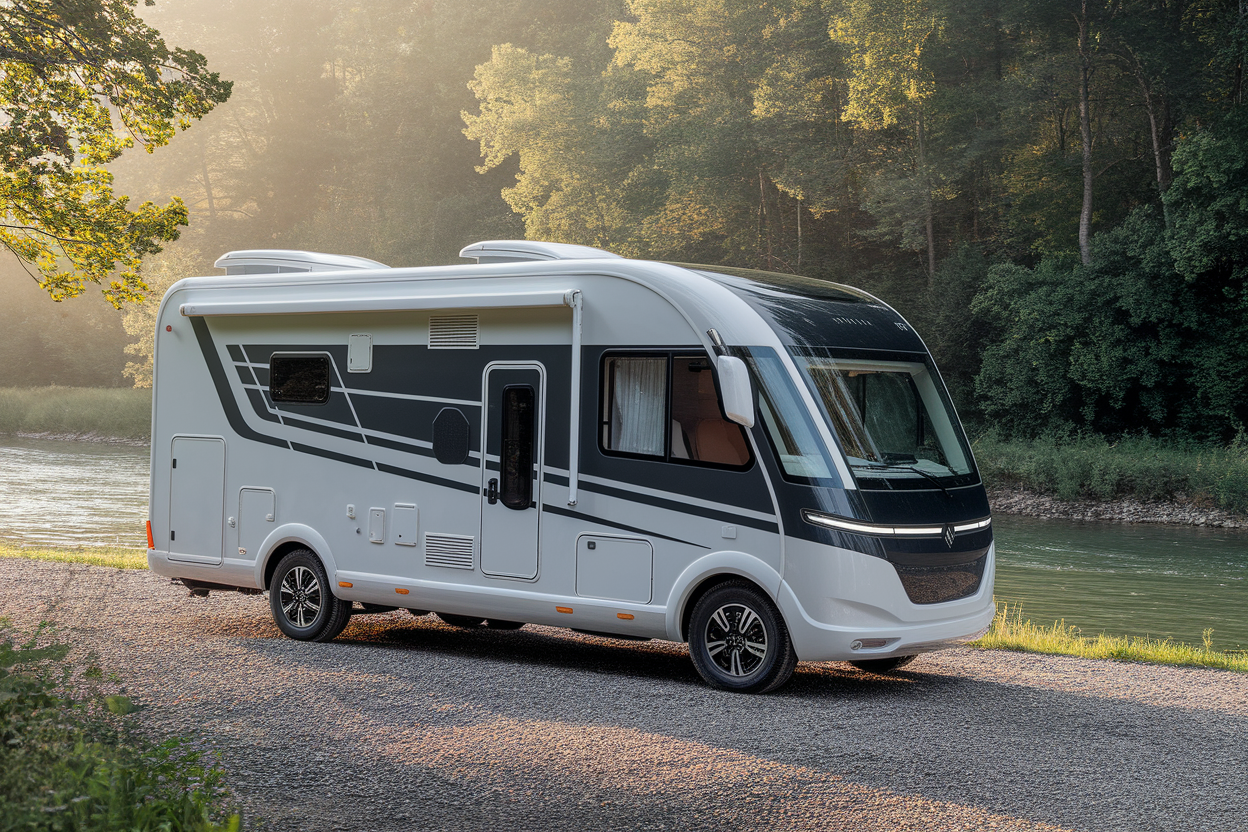 camping-car-riviere-foret-panneaux-solaires