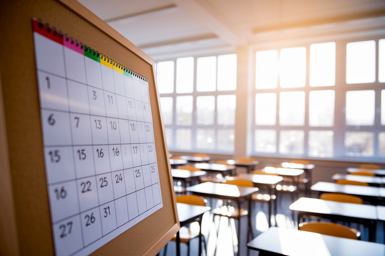 classe-bureaux-vides-calendrier-soleil