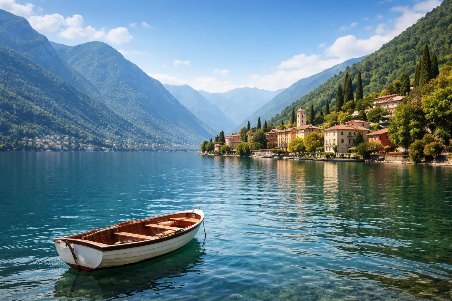lac-italien-montagnes-barque-villas