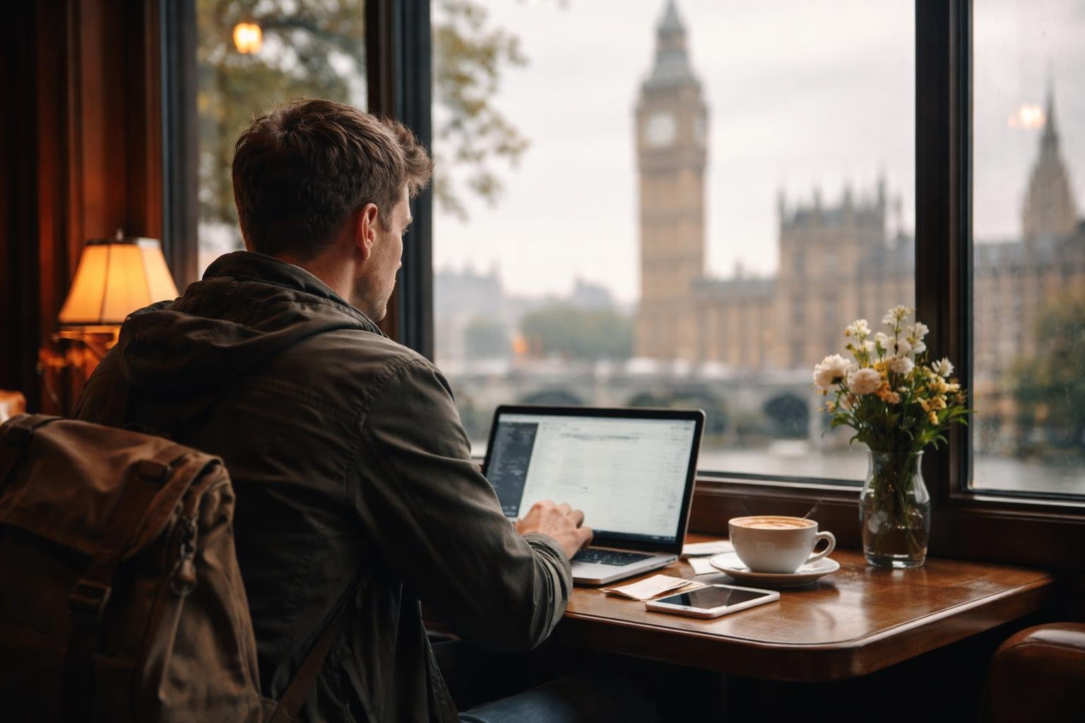 voyageur-cafe-big-ben-ordinateur-portable